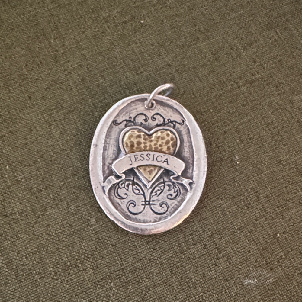 Waxing Poetic “Jessica” Silver and brass Heart Pendant